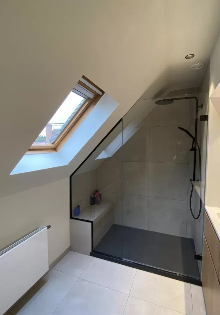 attic Bathroom sloped ceiling sky light