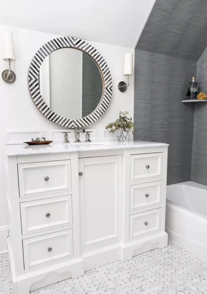 Attic Bathroom  ideas round mirror